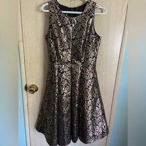 Dao Chloe Dao Brocade Gold & Black Fit & Flare Party Dress Sz Medium NWT